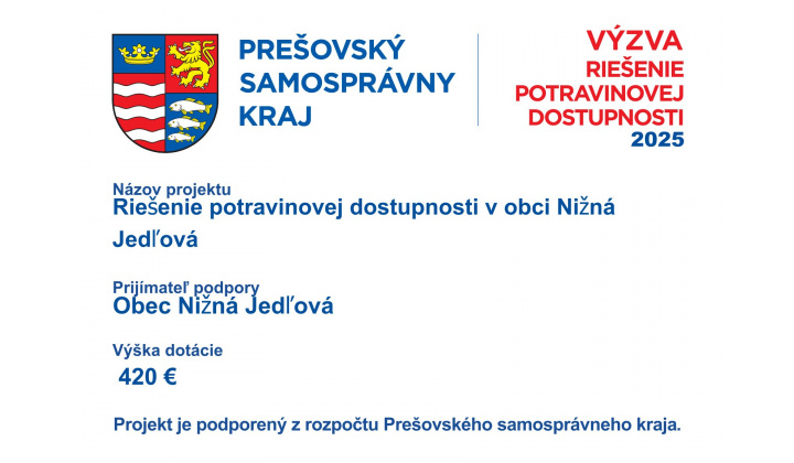 Fotka pre článok Riešenie potravinovej dostupnosti v obci Nižná Jedľová