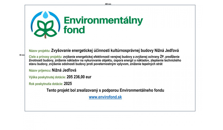 Fotka pre článok Zvyšovanie energetickej účinnosti kultúrnosprávnej budovy Nižná Jedľová